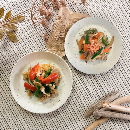 ピリ辛中華とアサリチーズきんぴらの旨味プレート