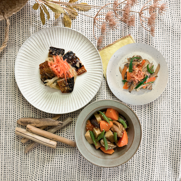 鯖ガーリックと筑前煮のバランスプレート