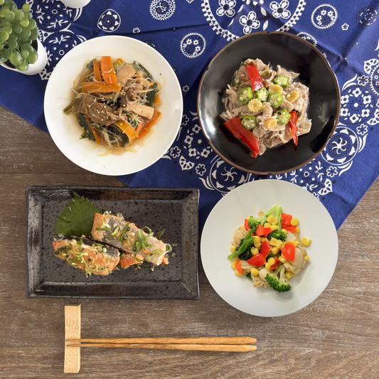 鮭と豚しゃぶのパワープレート