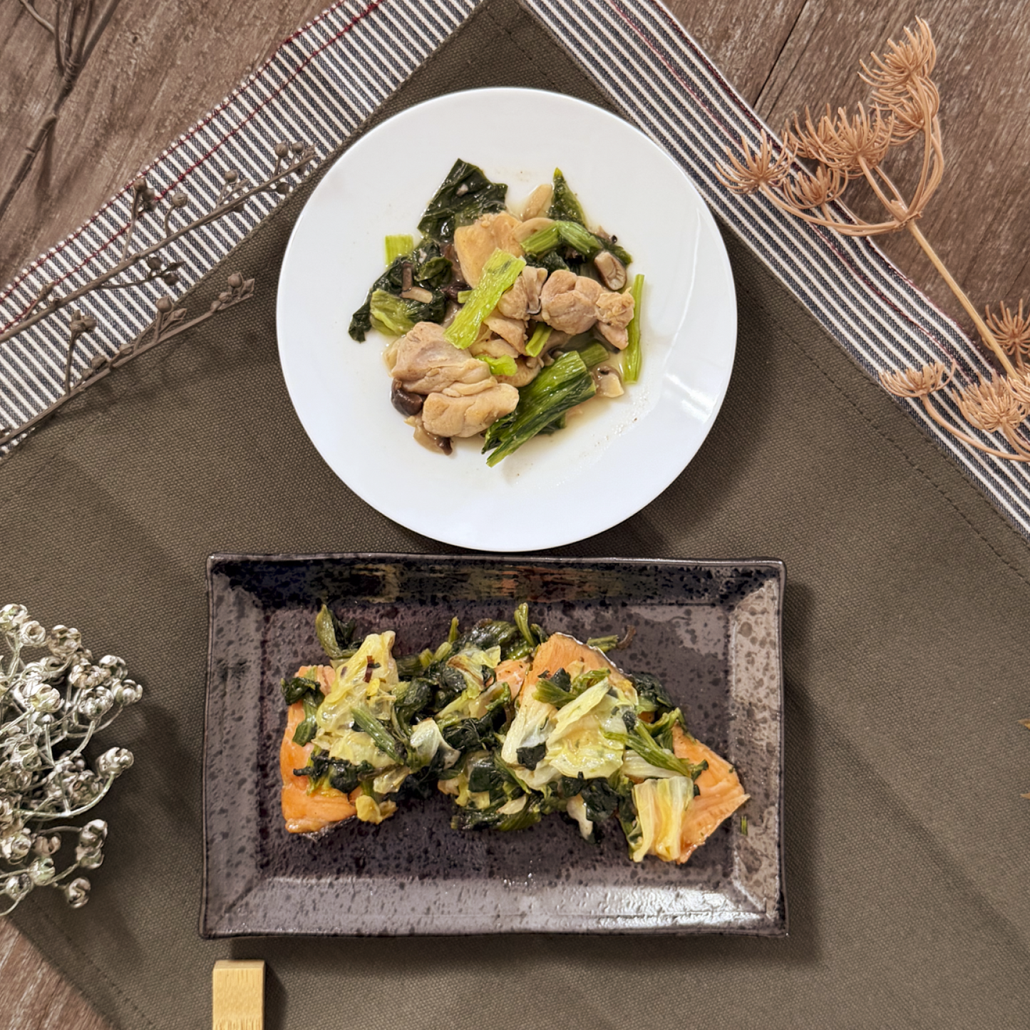 鮭とチキンのシンプルプレート