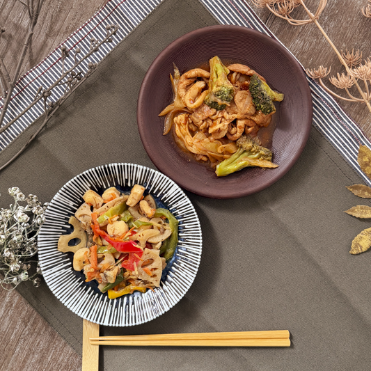 ポークチャップと魚介のライトプレート