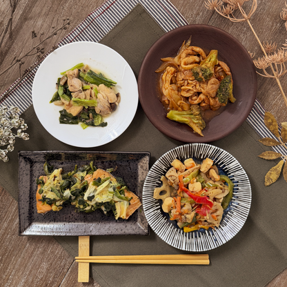 鮭とポークチャップの彩りパワープレート