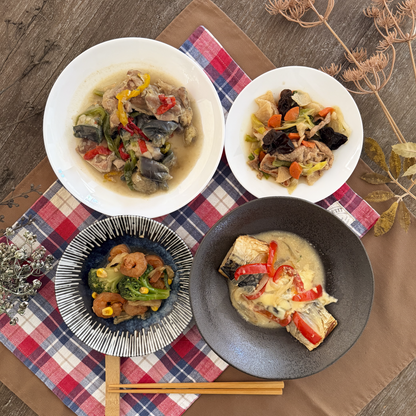 鯖味噌チーズと鶏中華の満足プレート