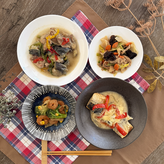 鯖味噌チーズと鶏中華の満足プレート