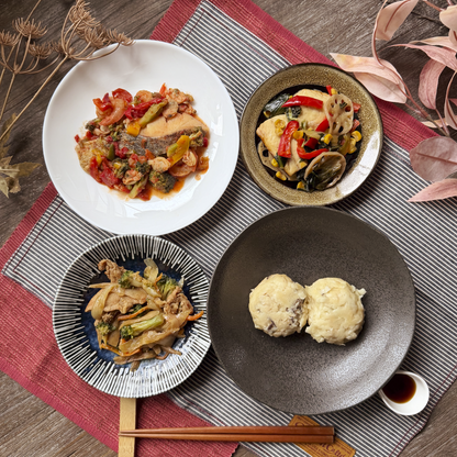 魚介トマト煮とジャンボ焼売のパワープレート