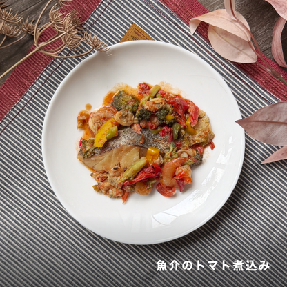 魚介トマト煮とジャンボ焼売のパワープレート