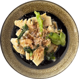 ホタテとあさりの筍おかか和え